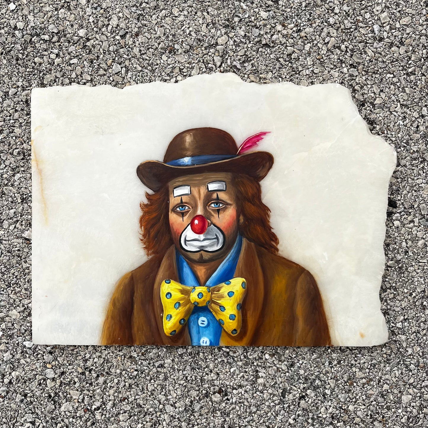 1980s Original clown painting on marble.