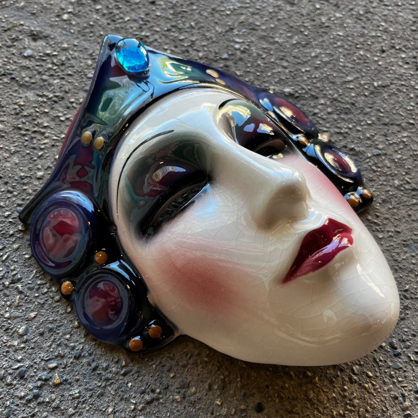 1980s Clay art princess mask.