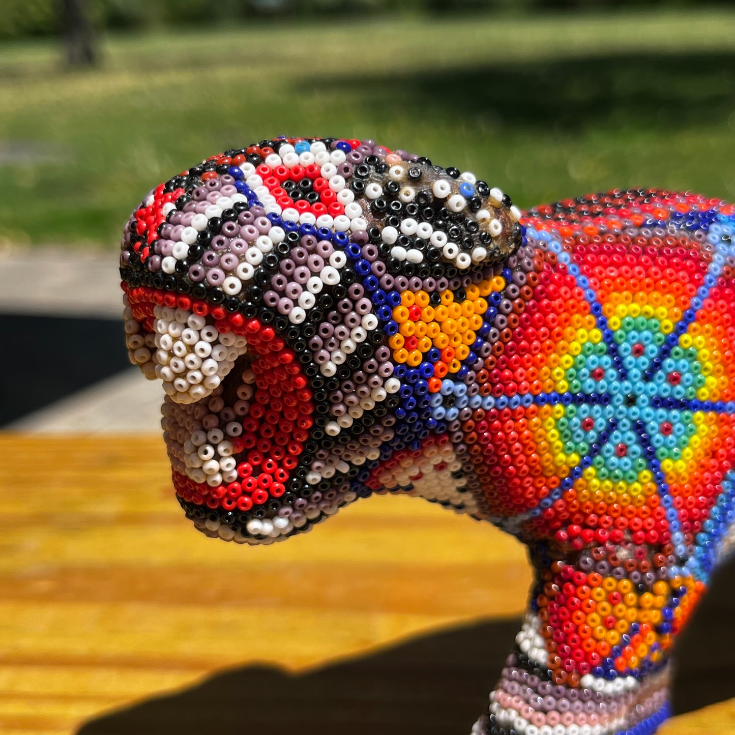 Vintage hand crafted Huichol Jaguar.