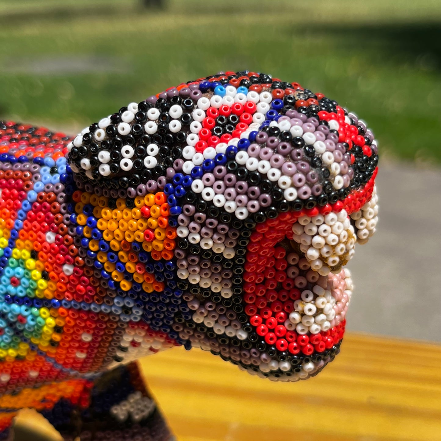 Vintage hand crafted Huichol Jaguar.