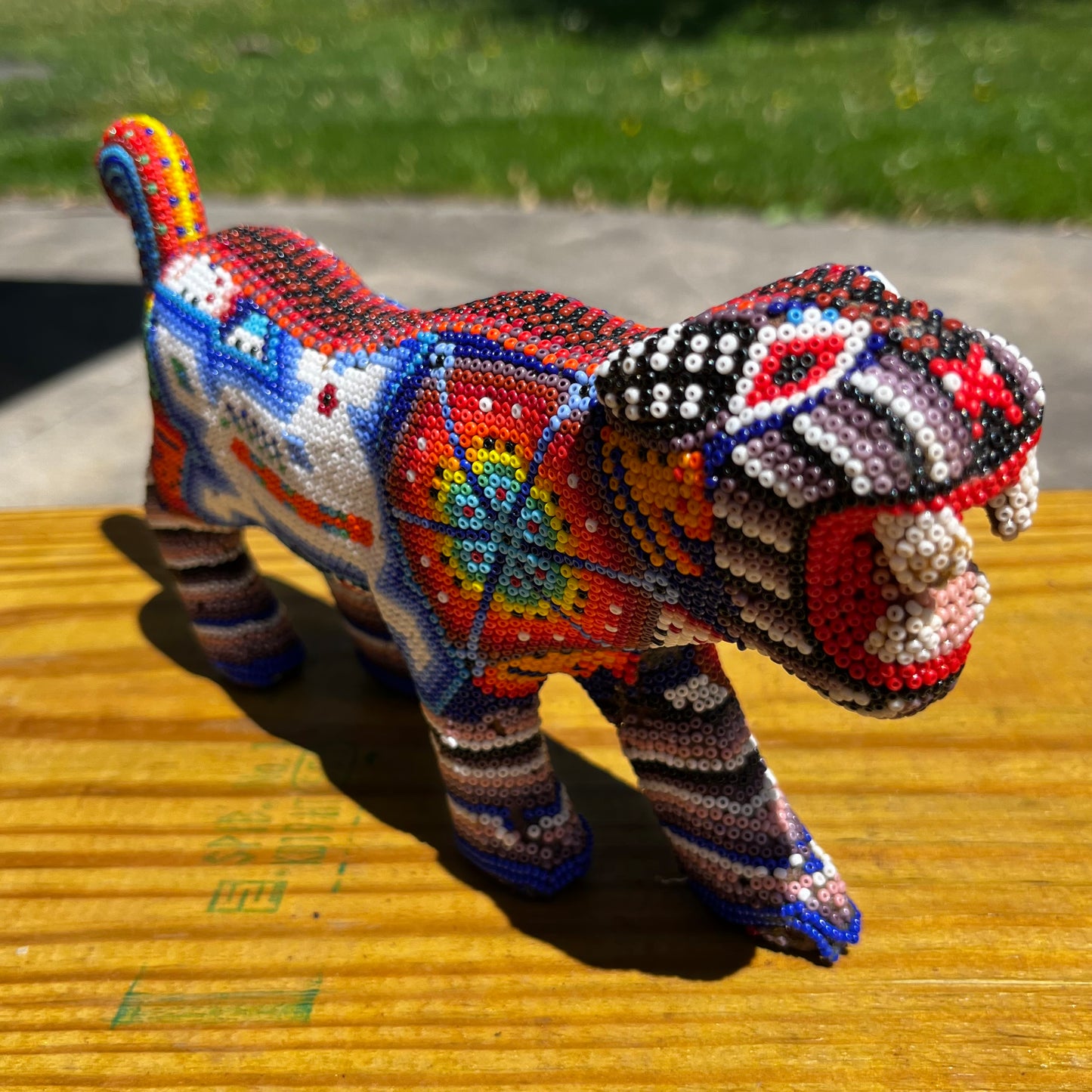Vintage hand crafted Huichol Jaguar.
