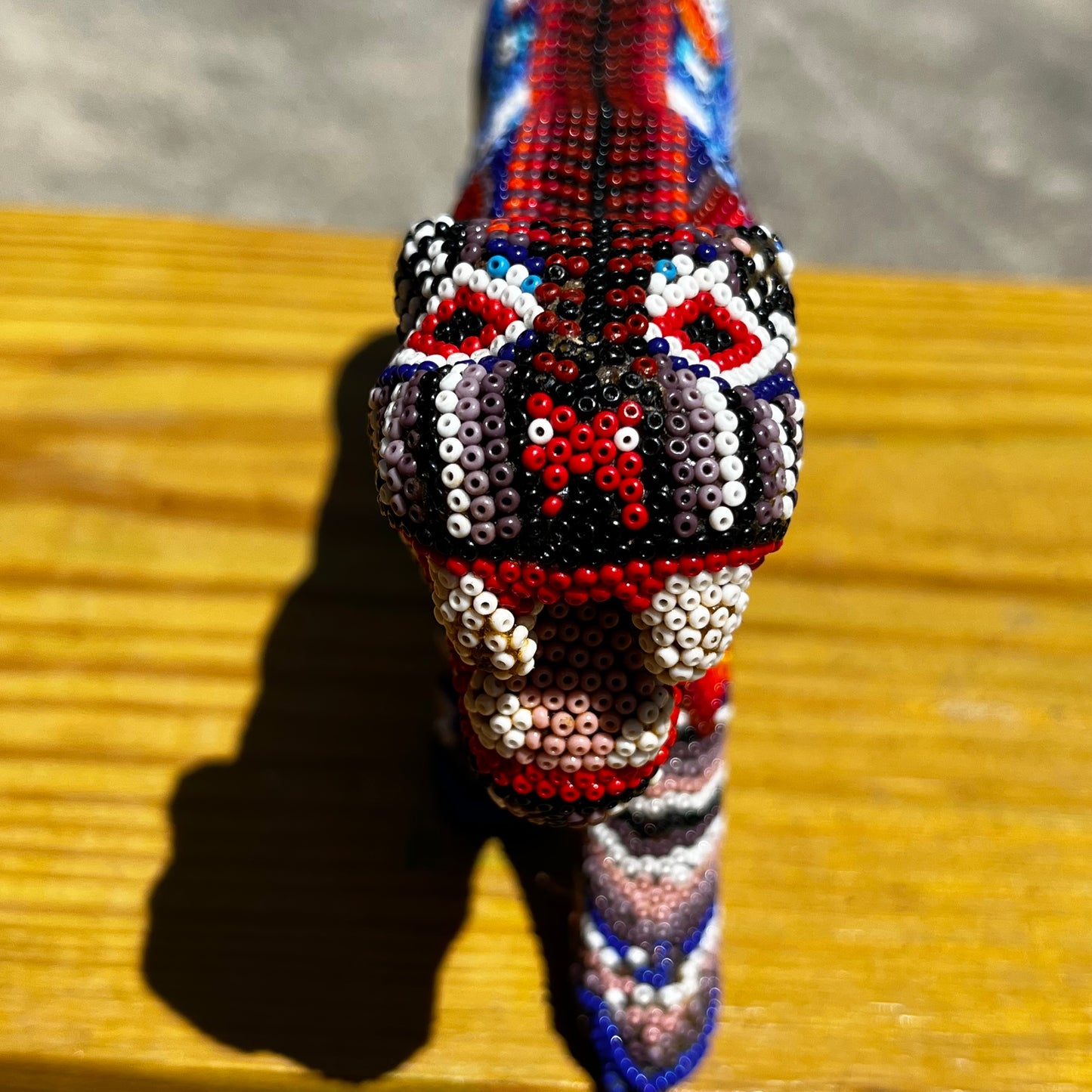 Vintage hand crafted Huichol Jaguar.