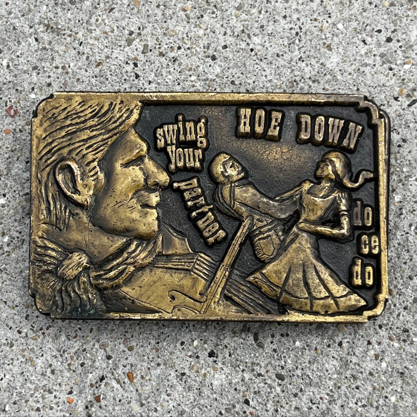 1970s Hoe down belt buckle.