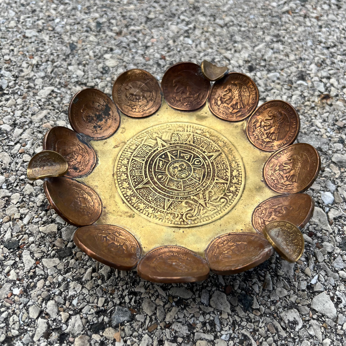 Vintage Aztec calendar ashtray.