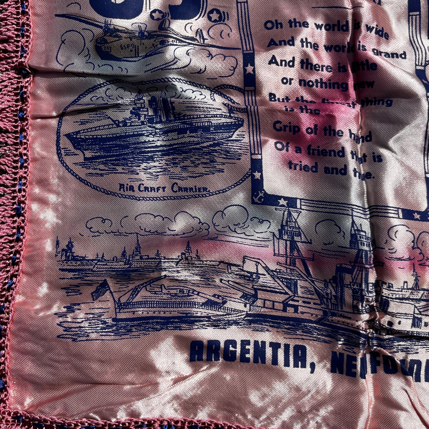 1940s Silk U.S.N. pillow case.