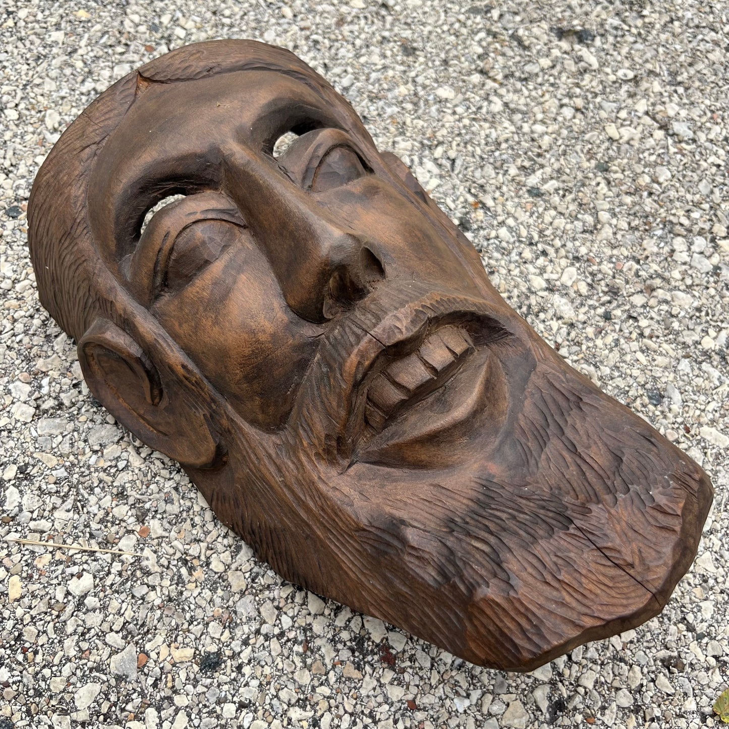 Vintage hand carved Guatemalan Spaniard mask.