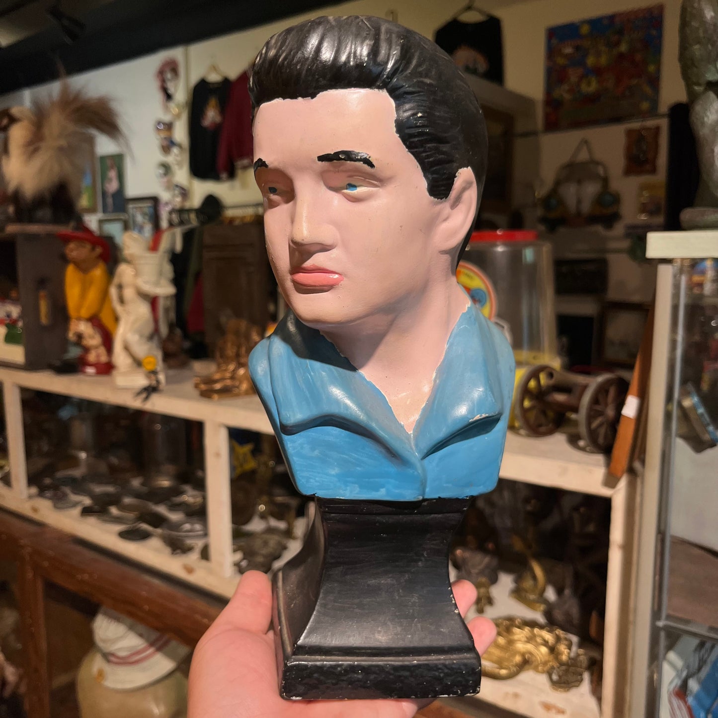 Vintage ceramic Elvis bust.