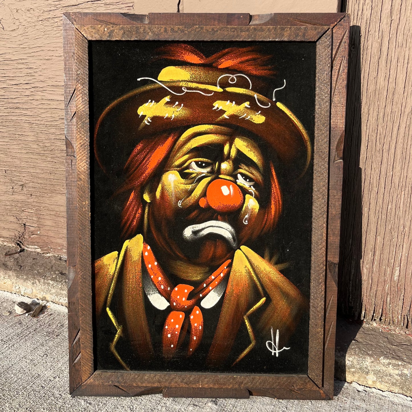 1970s Black velvet clown painting.