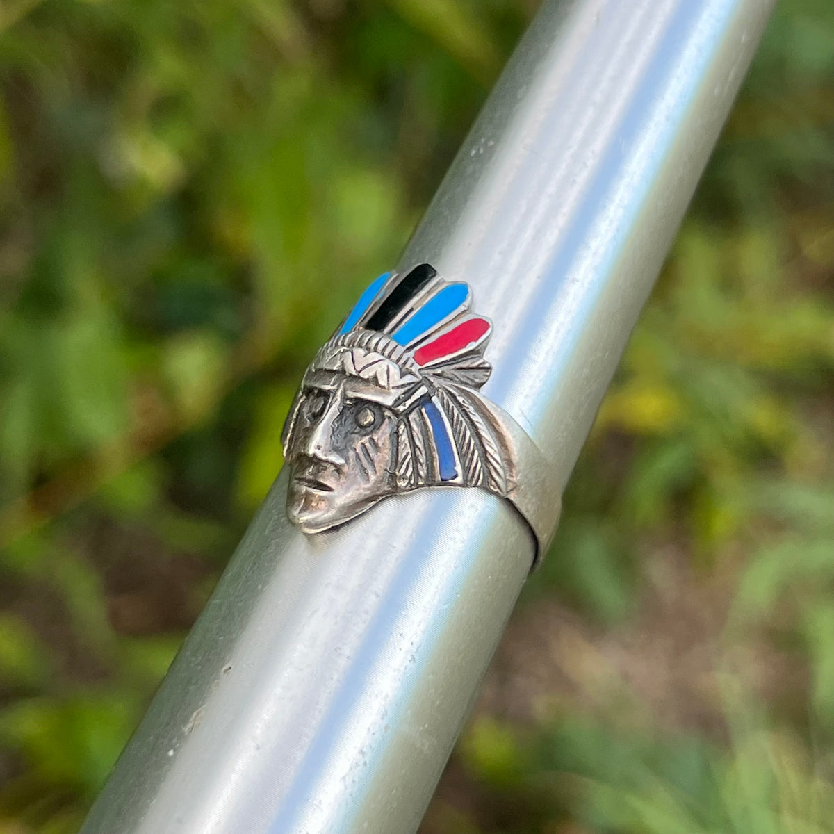 Vintage Sterling Silver chief ring. Size 10.75.