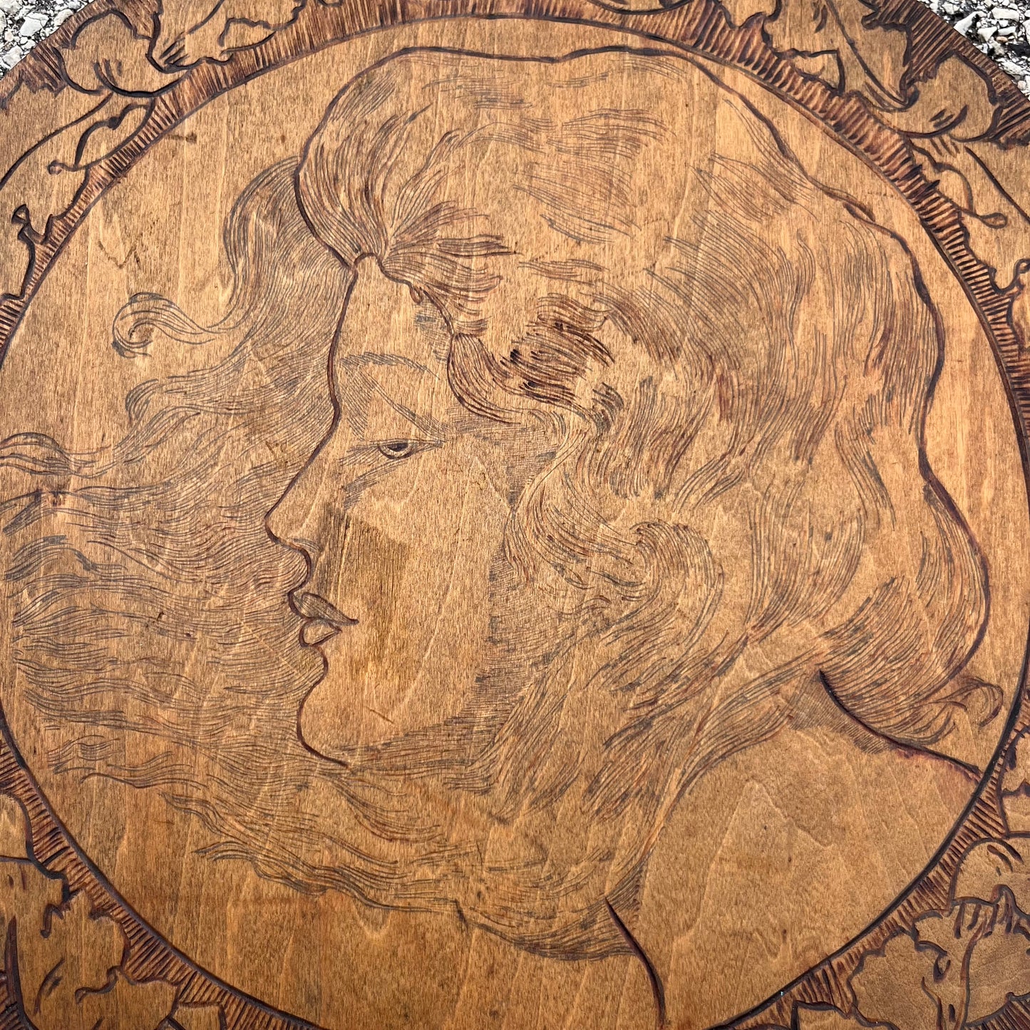 1975 Pyrography portrait.