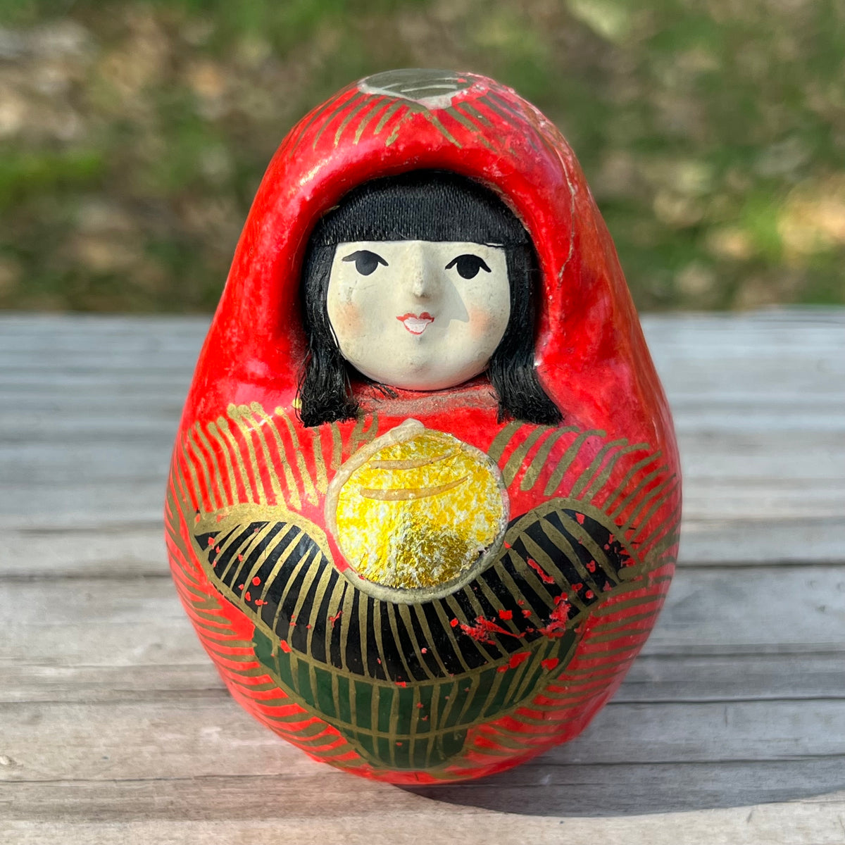 Vintage paper Matsuyama Hime Daruma doll.