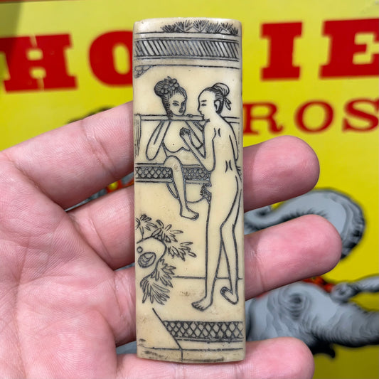 1980s Double-sided resin shunga shingle.