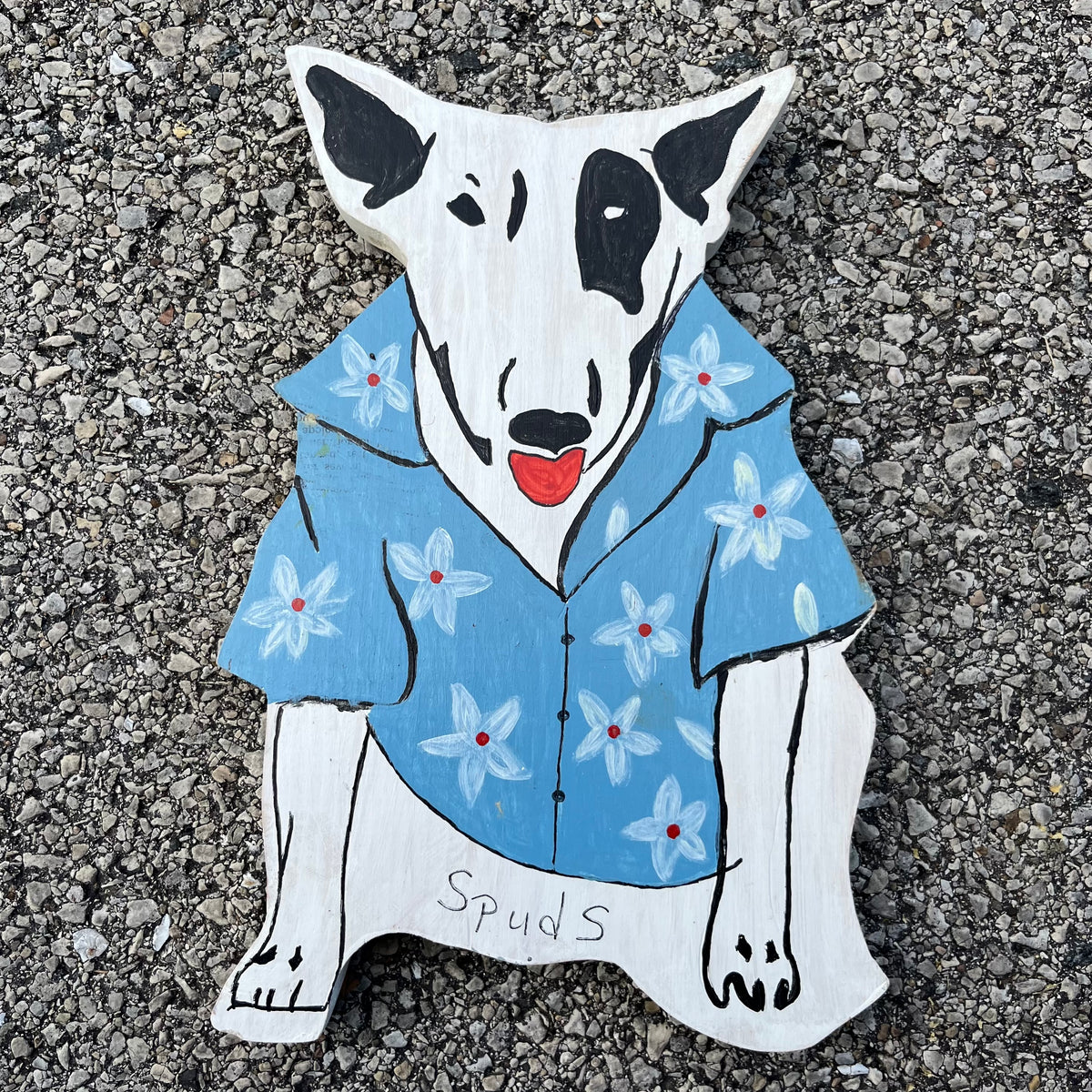 1980s Wood cut Spuds Mackckenzie plaque.