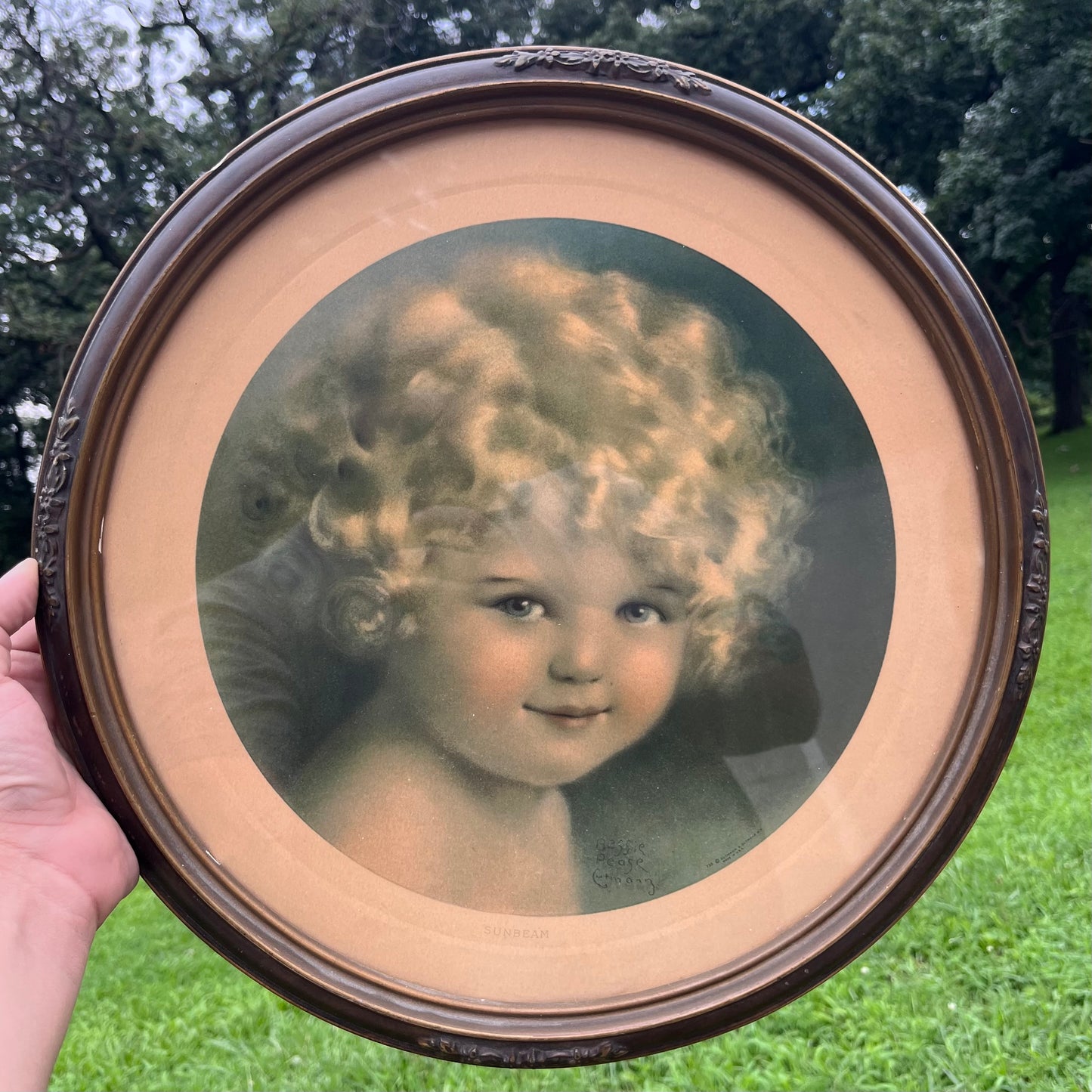 1930s Bessie Pease Sunbeam photo in original frame.