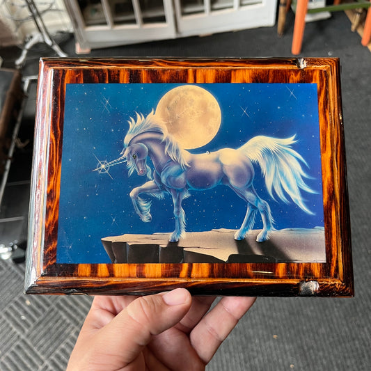 1980s Laquered unicorn poster.