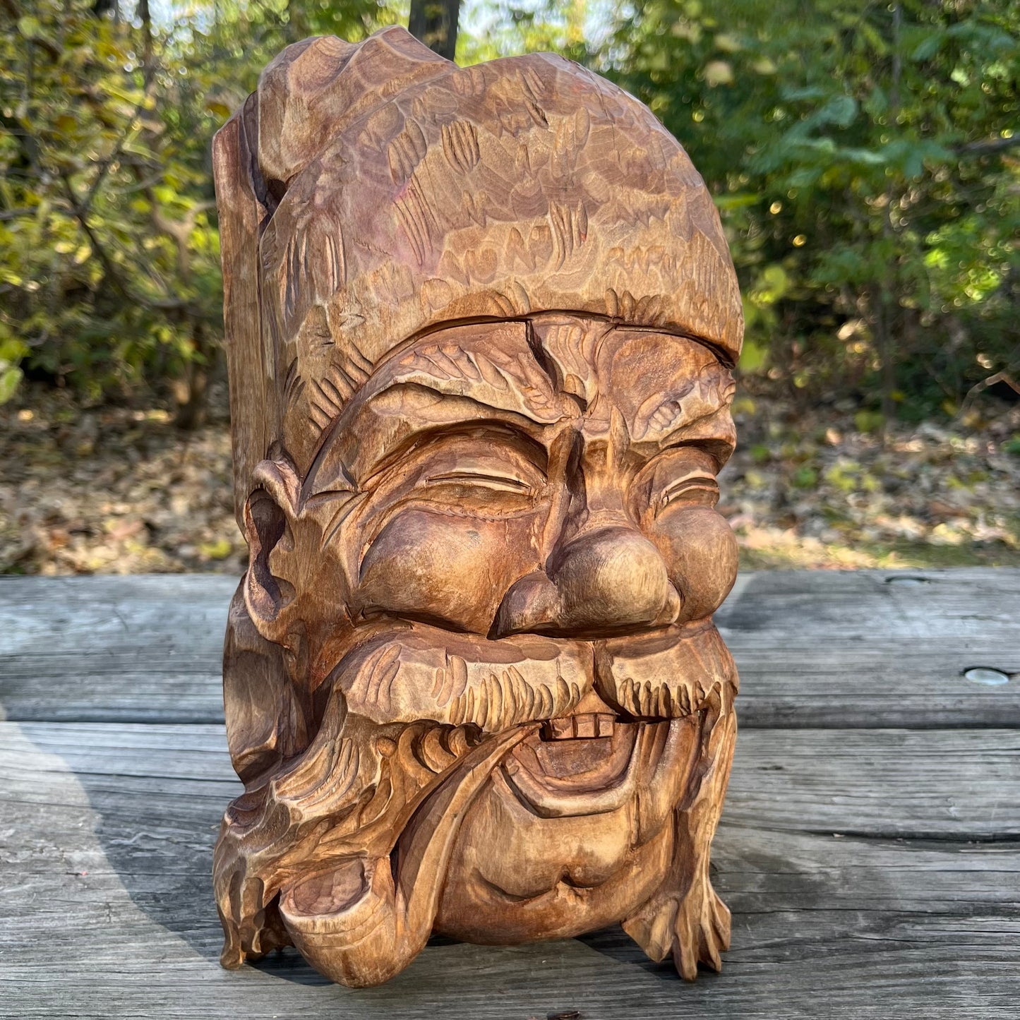 Vintage Pipe smoker wood carving.