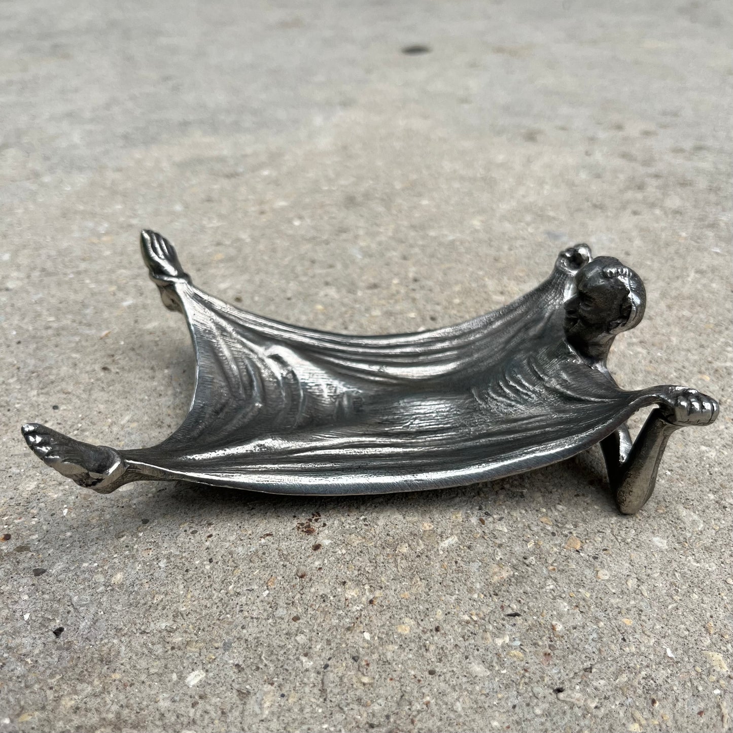 Vintage pewter Lucifer change dish.
