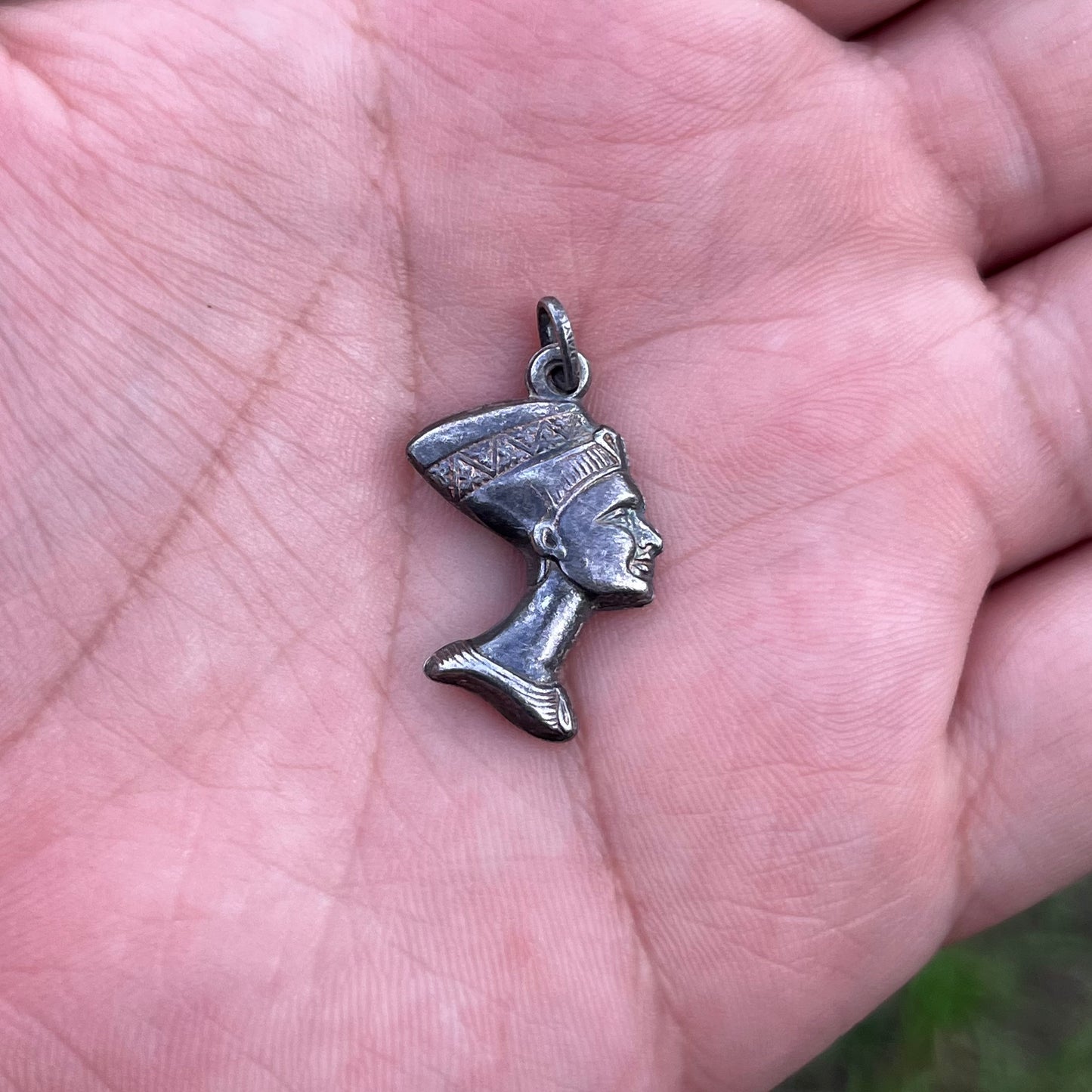 Vintage Sterling silver Nefertiti pendant.