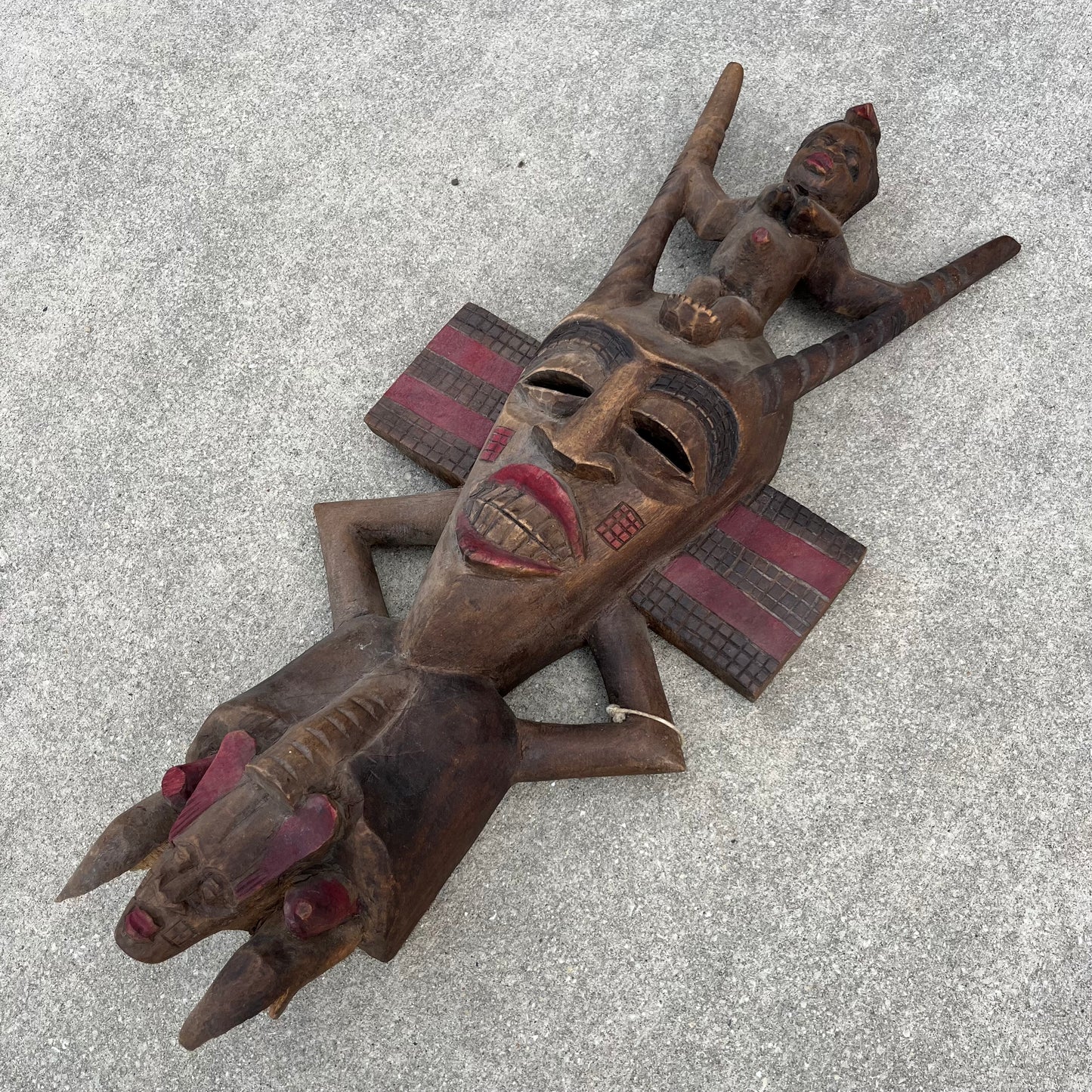 Vintage hand carved Senufo Kpelie mask.