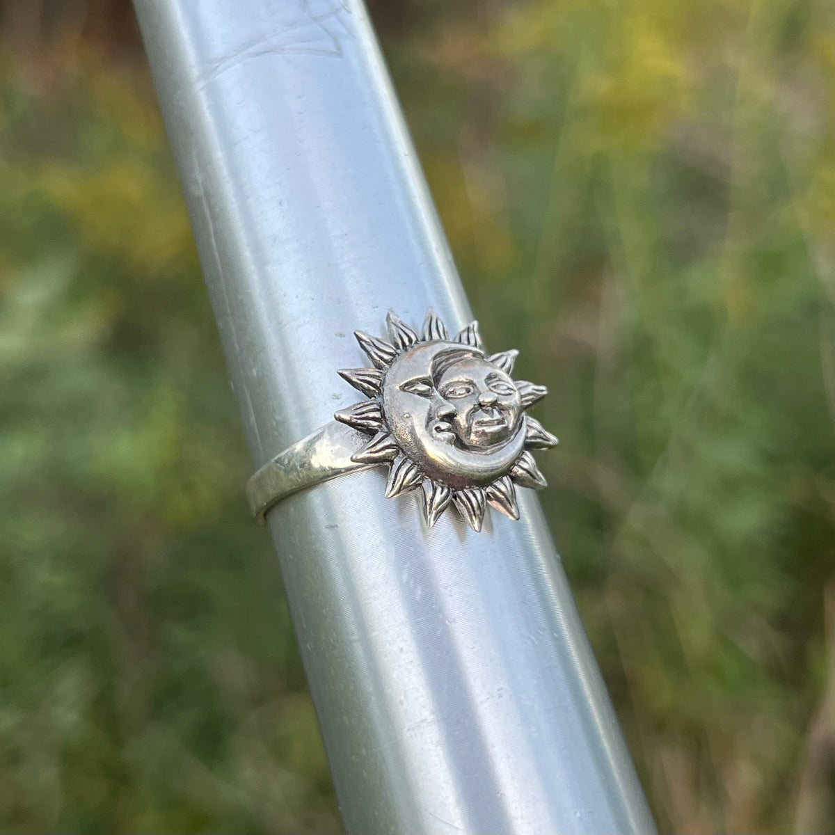 Sterling Silver sun/moon ring. Size 12.25.