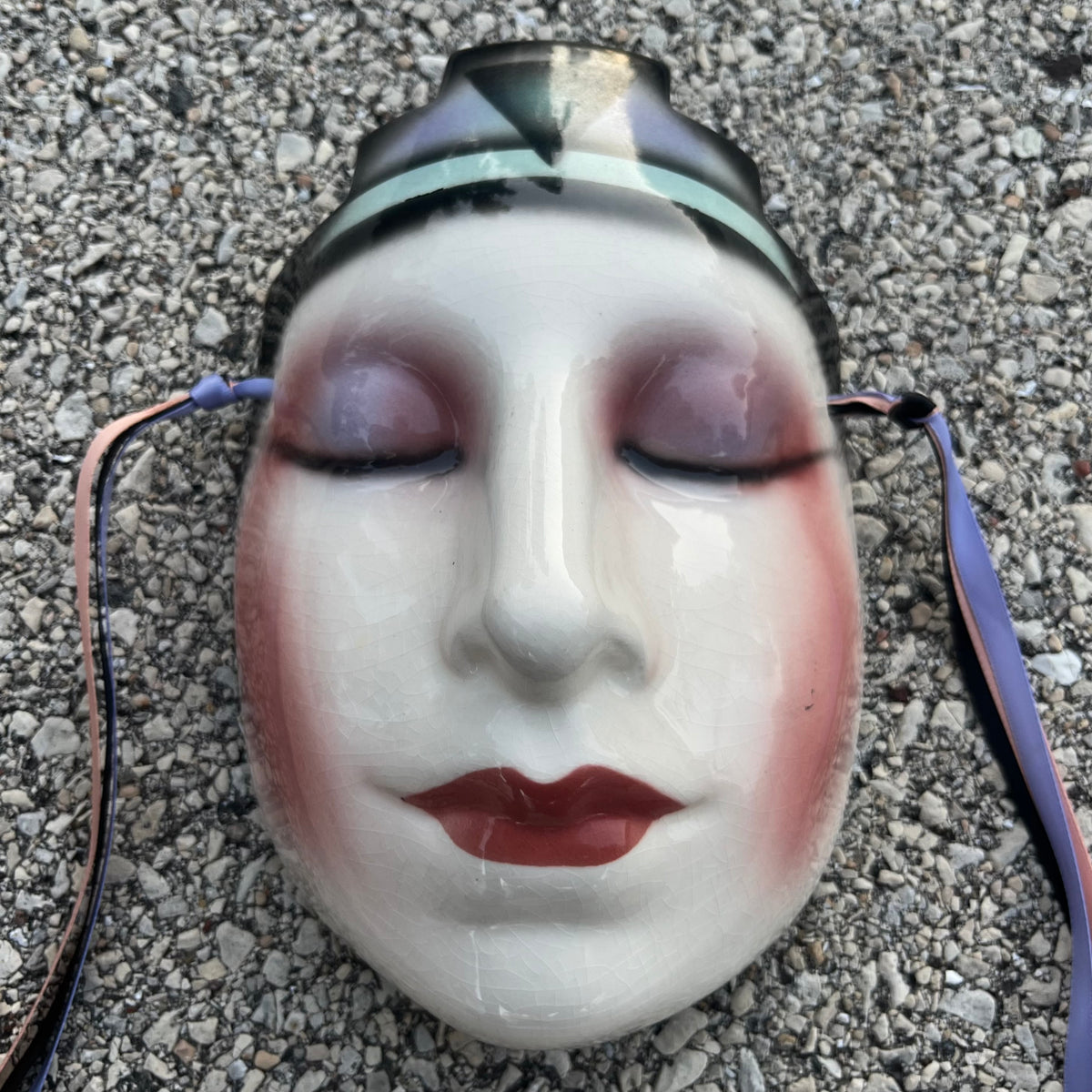 1980s Ceramic clay art mask.