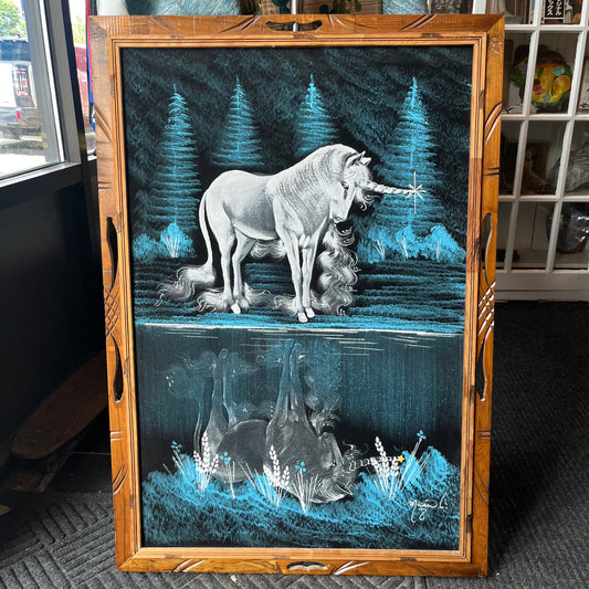 1970s Unicorn on black velvet.