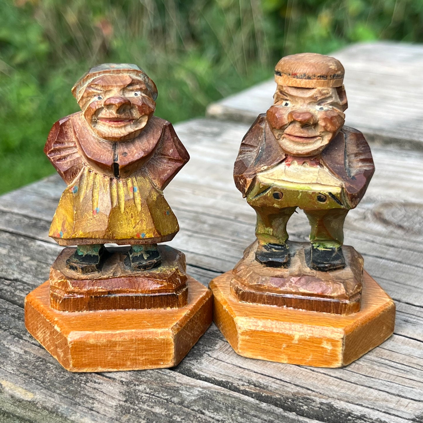 Vintage hand carved German figurine set.