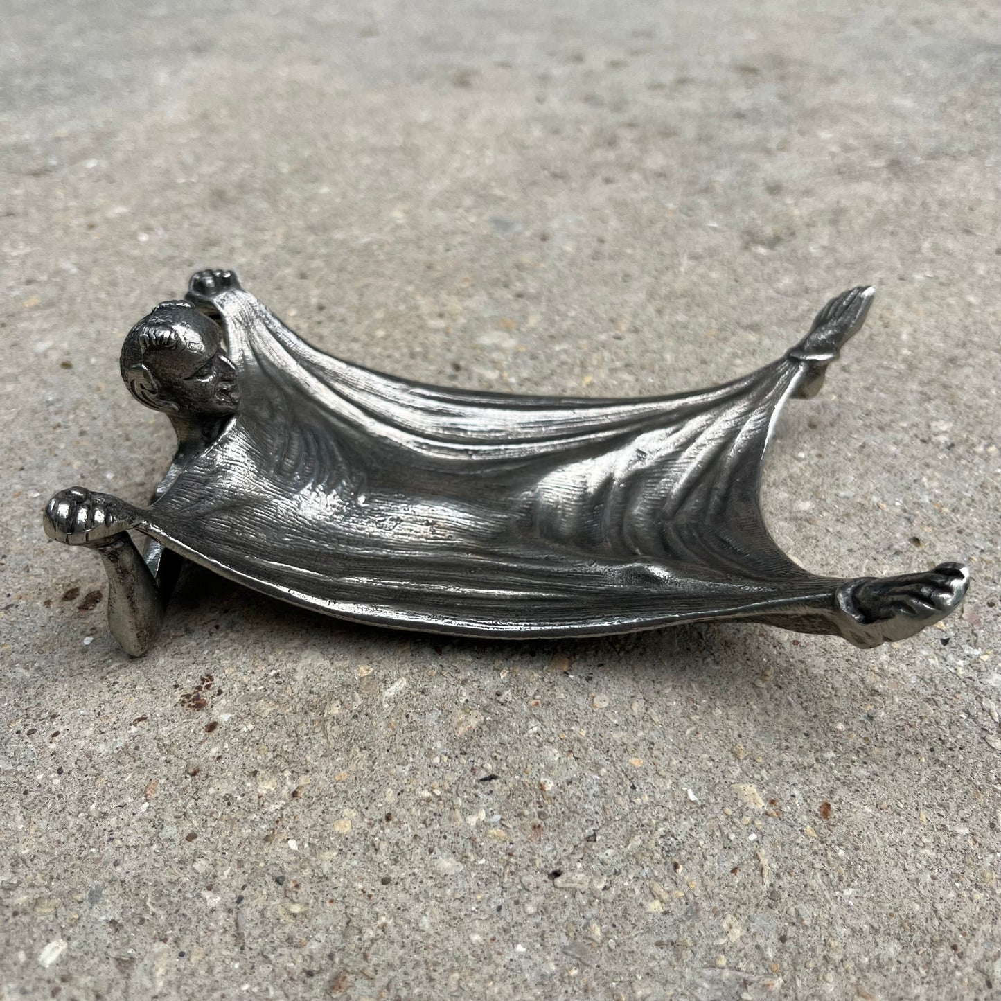 Vintage pewter Lucifer change dish.