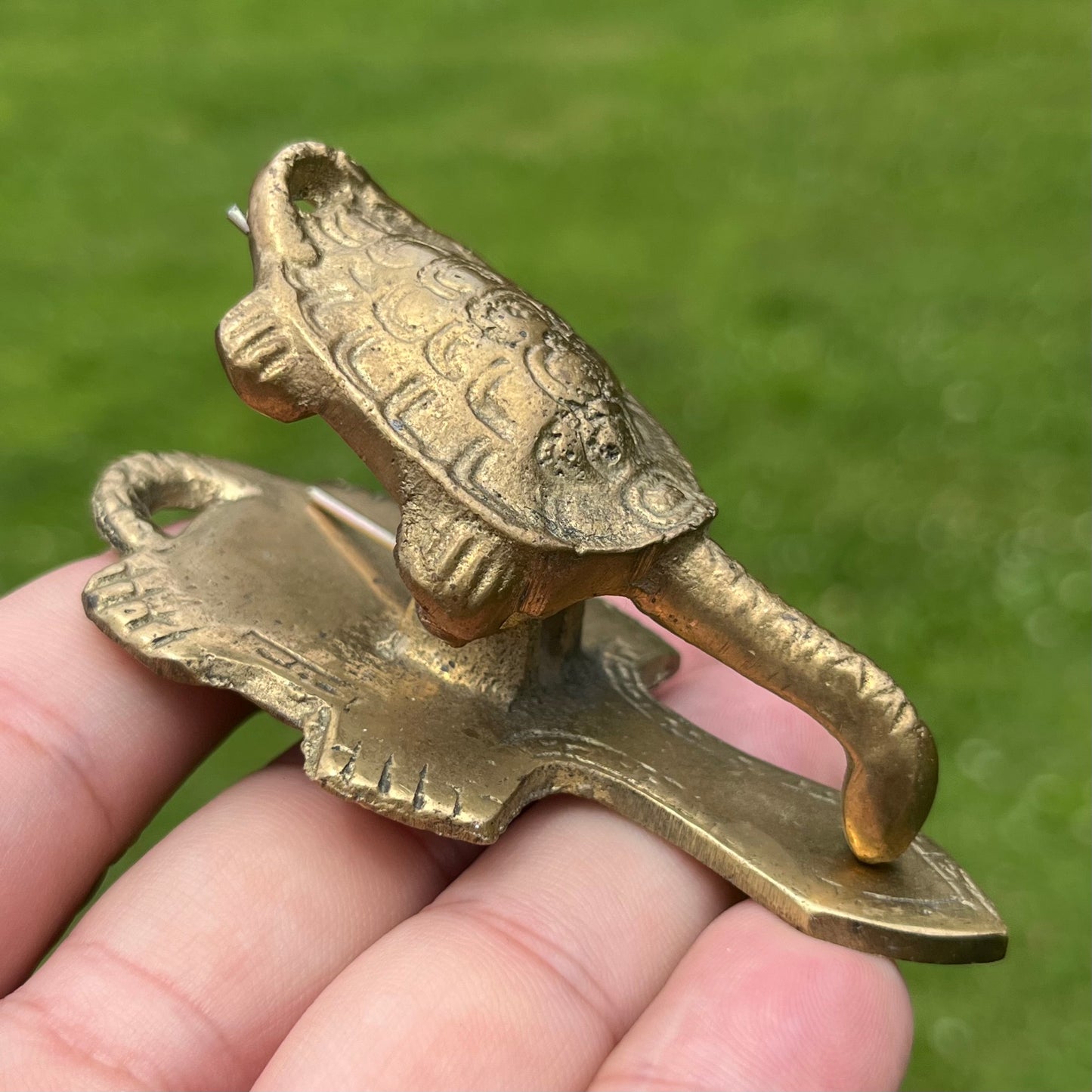 Vintage brass turtle clamp.