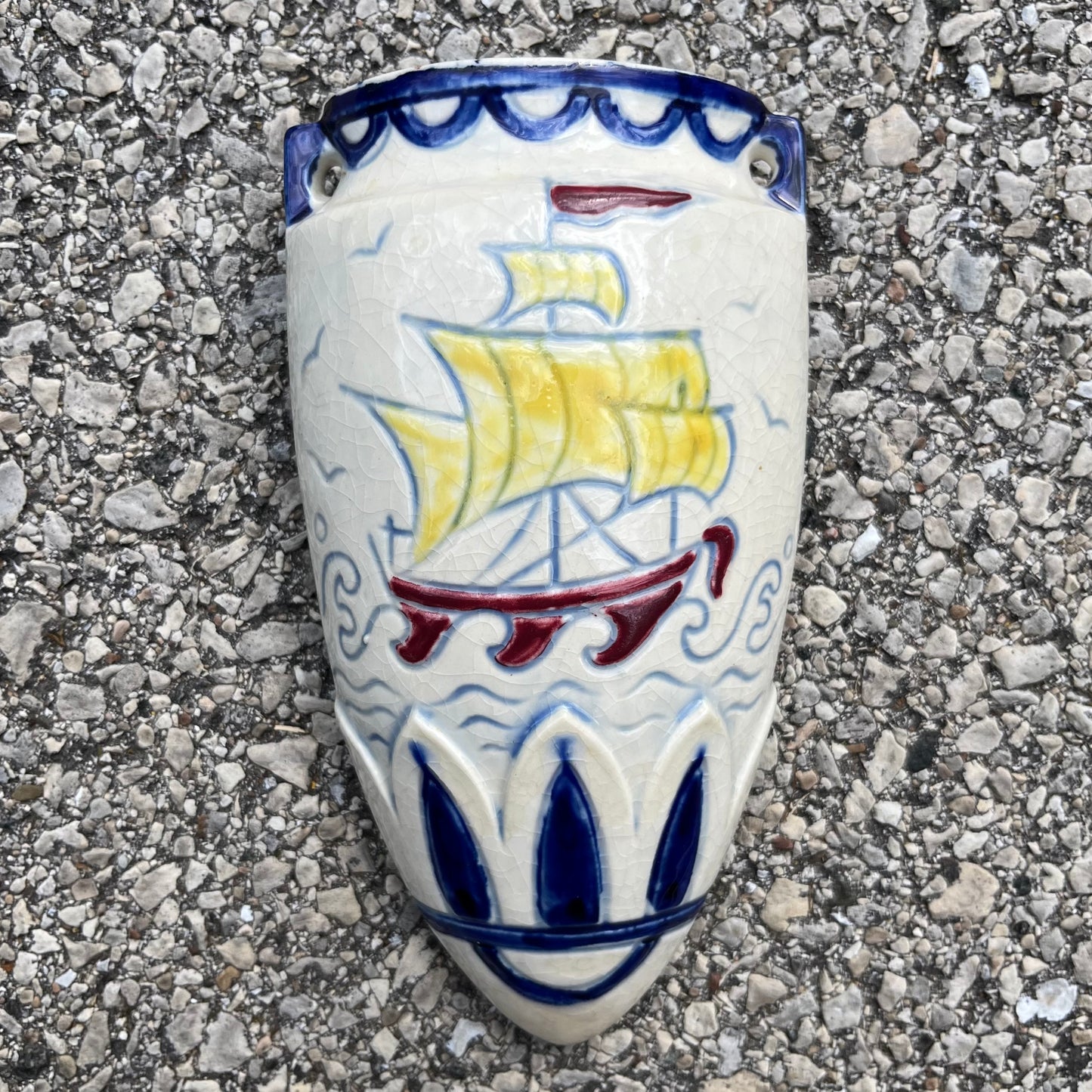 1960s Sailboat wall pocket.