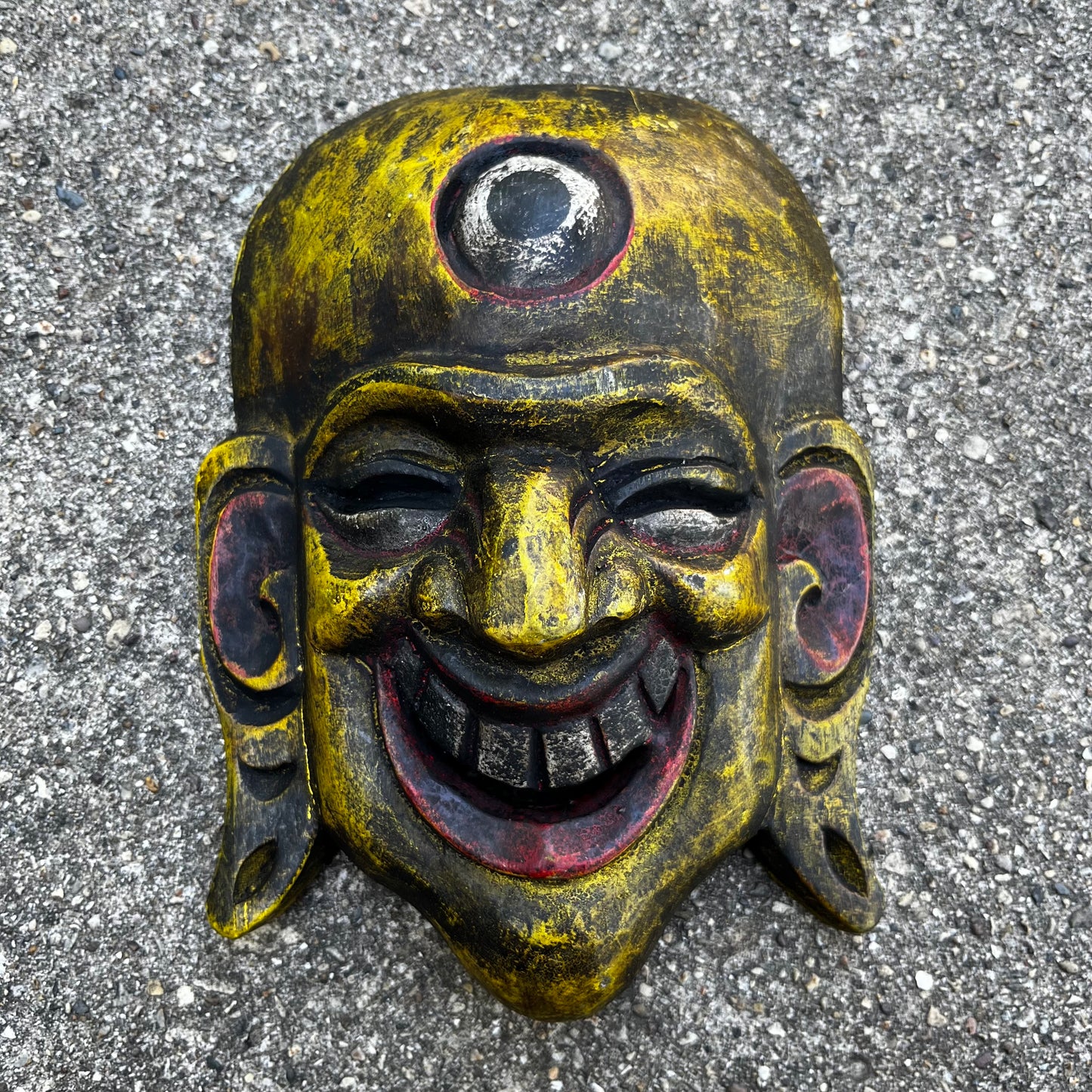 Vintage Nepali “Hotei” laughing Bhudda mask.