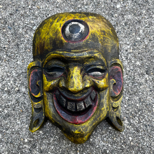 Vintage Nepali “Hotei” laughing Bhudda mask.