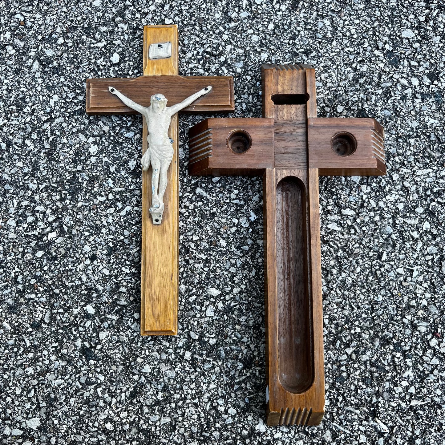 Vintage wooden sick call crucifix.