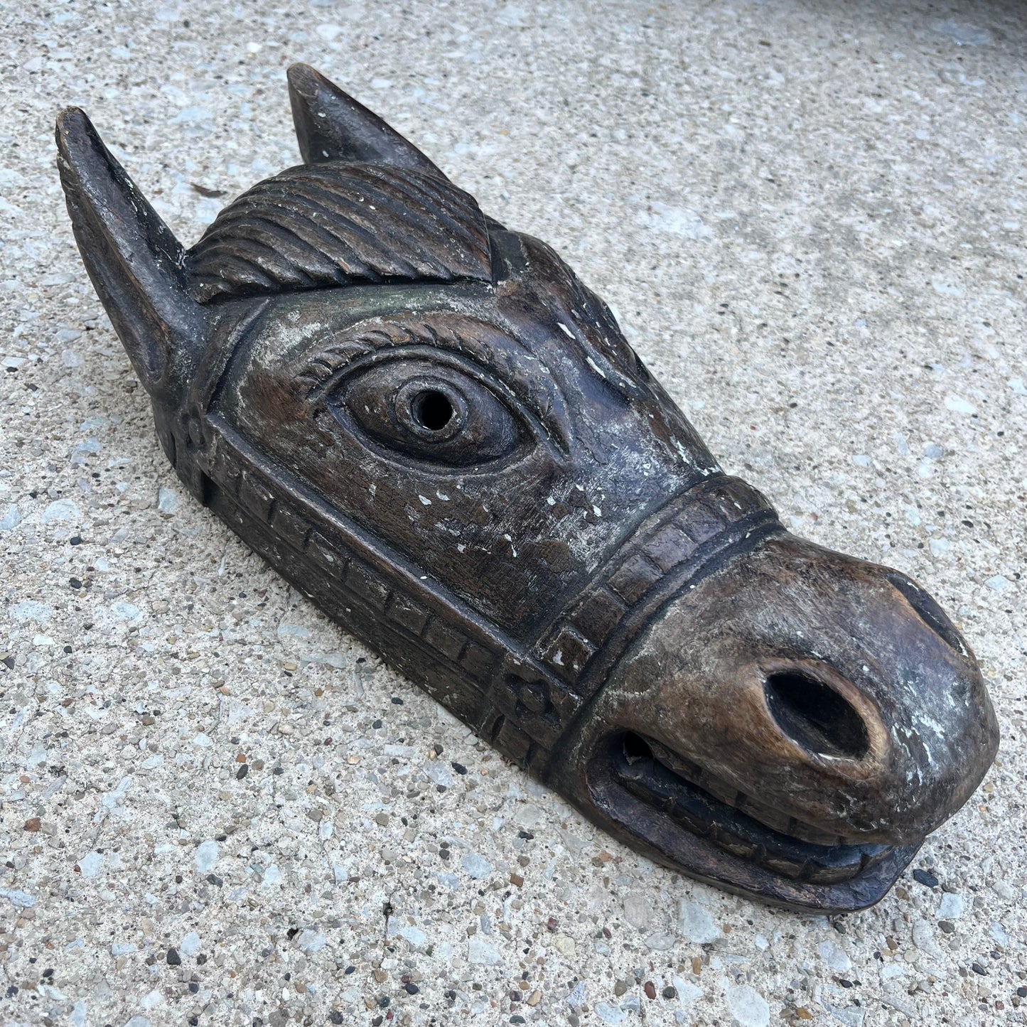 Vintage hand crafted Nepali donkey mask.