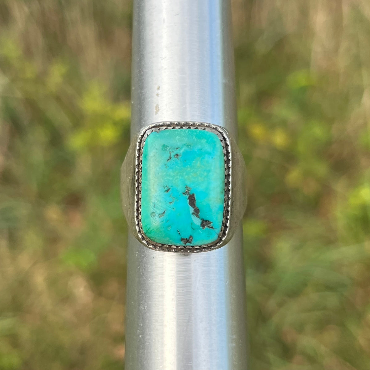 Vintage Sterling Silver turquoise ring. Size 12.75.