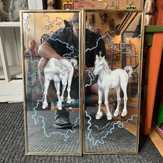 Vintage unicorn mirror set of two.