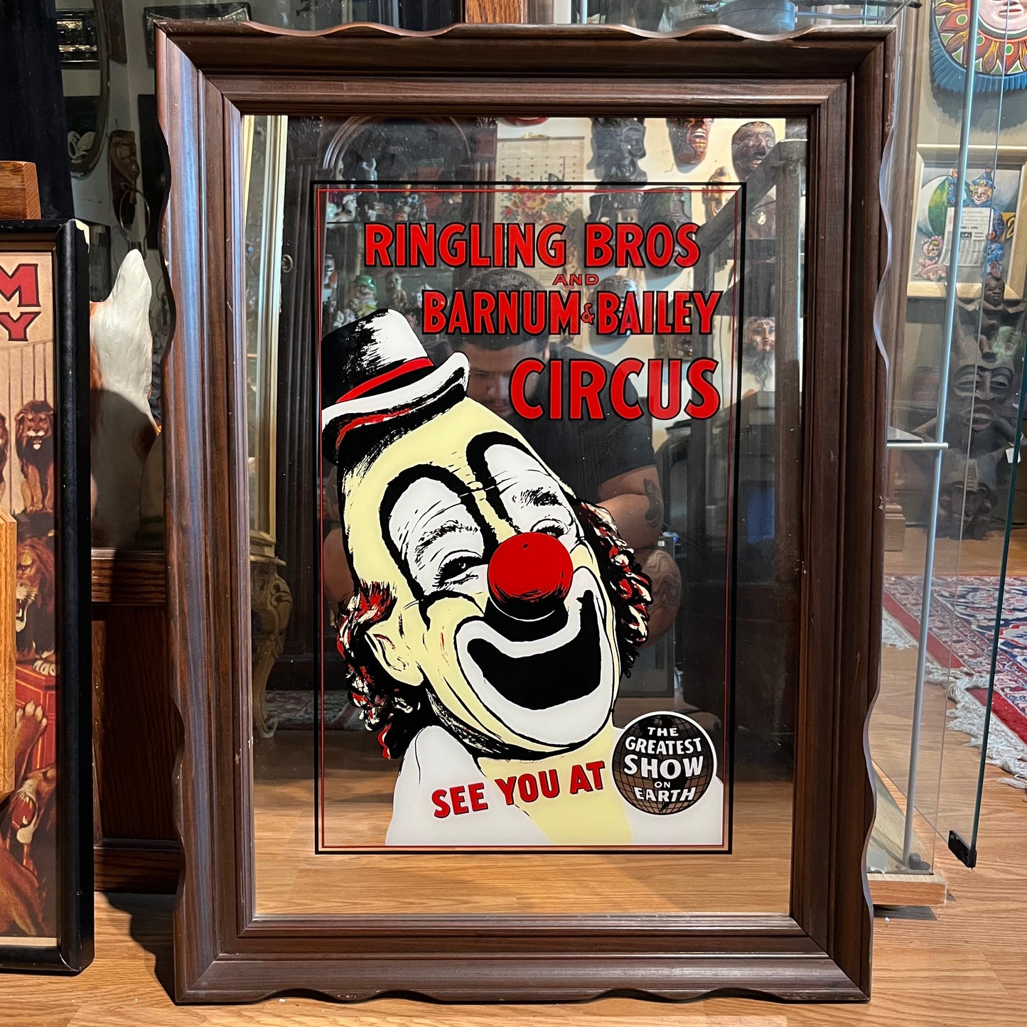 1974 Ringling Bross and Barnum & Bailey circus mirror featuring Lou Jacobs.