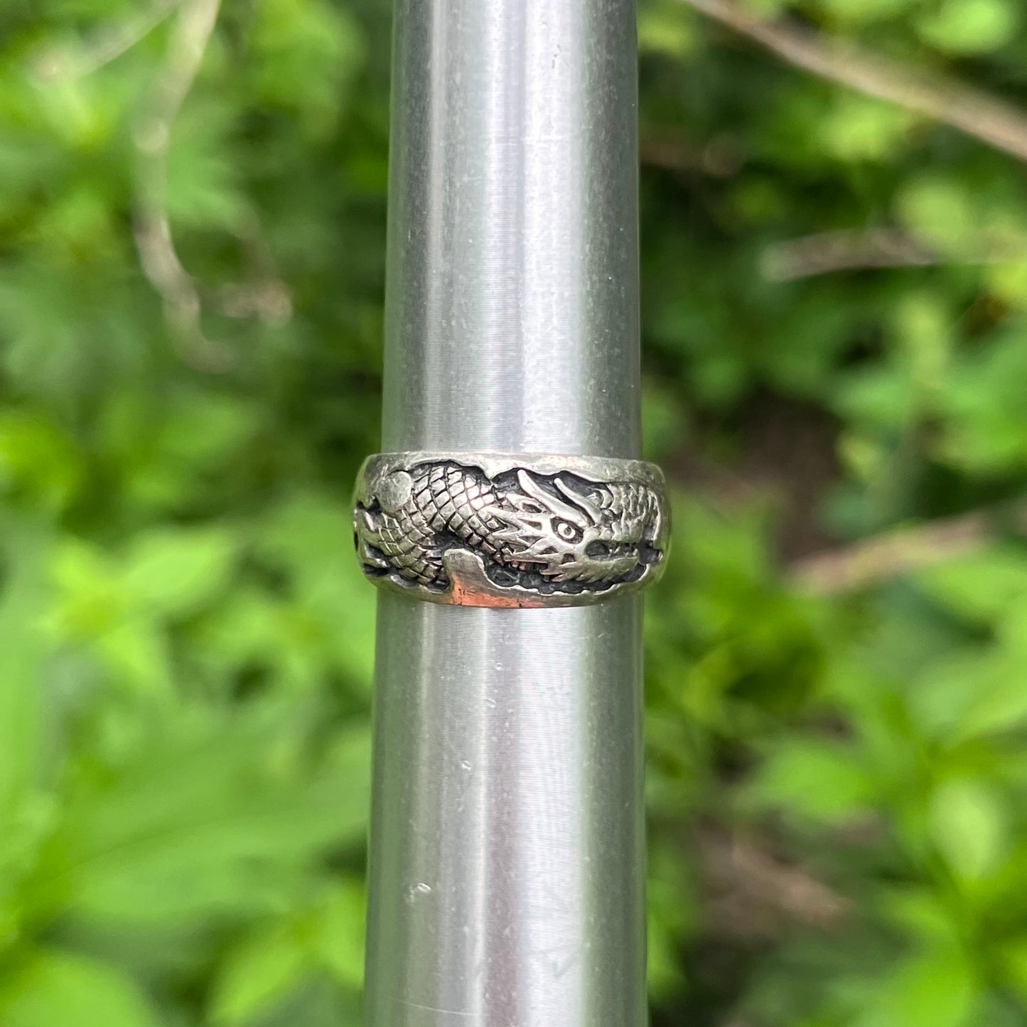 Vintage Sterling silver dragon ring. Size 10.75.