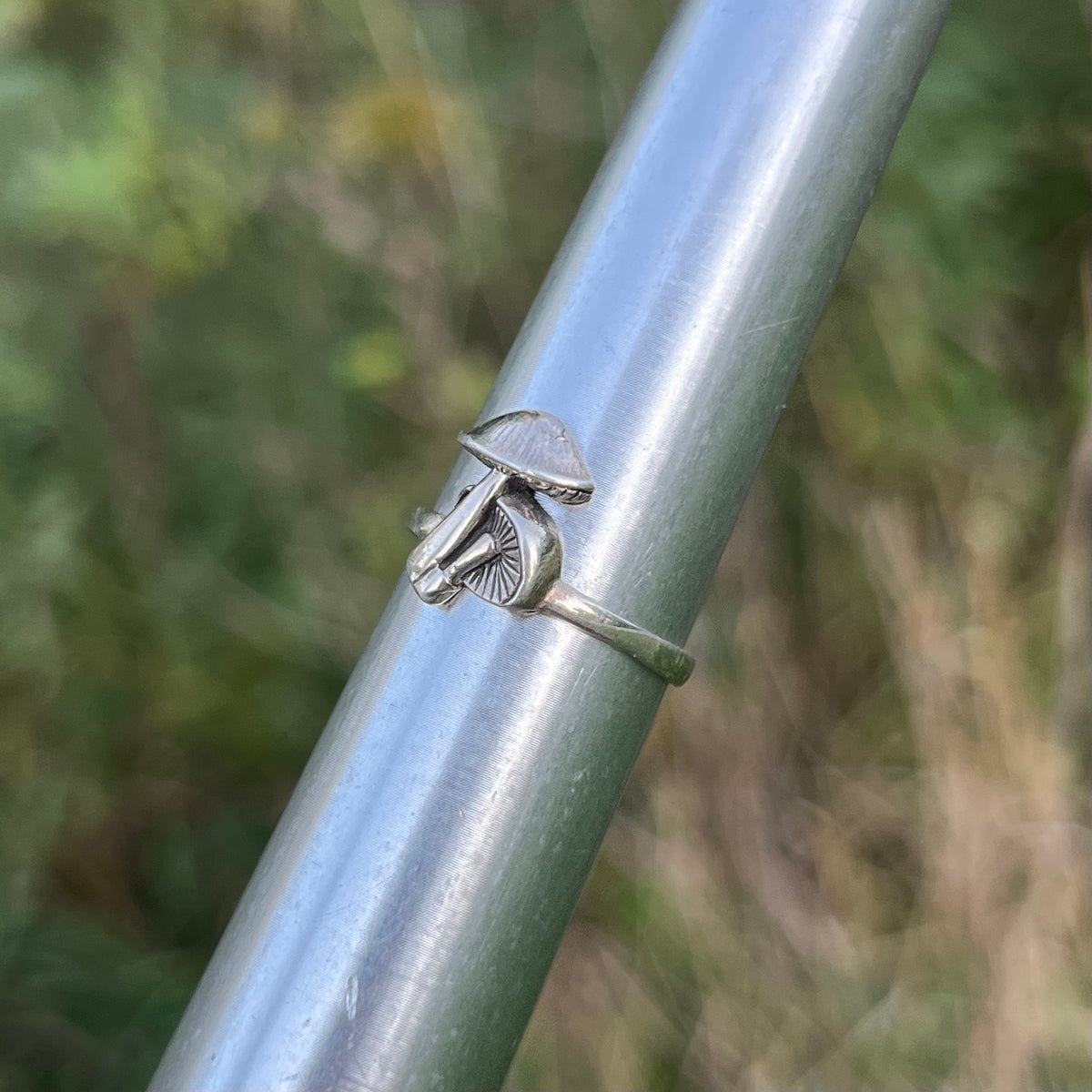 Sterling Silver mushroom ring. Size 6.