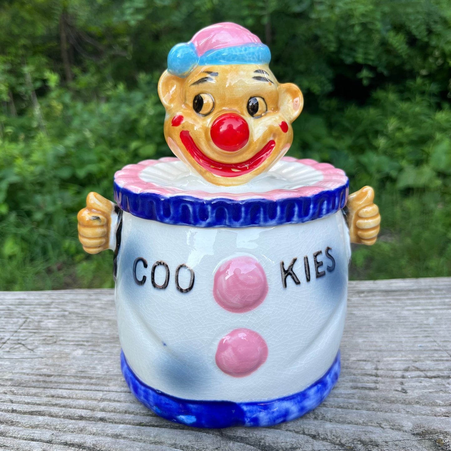 1950s Ceramic clown cookie jar.