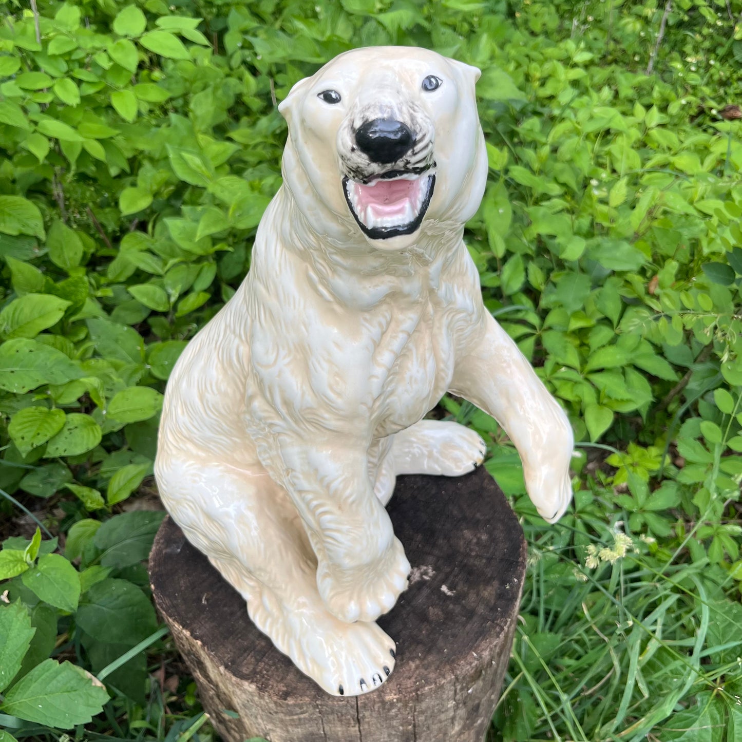 Large 1970s Ceramic polar bear statue.