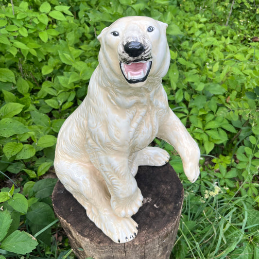Large 1970s Ceramic polar bear statue.
