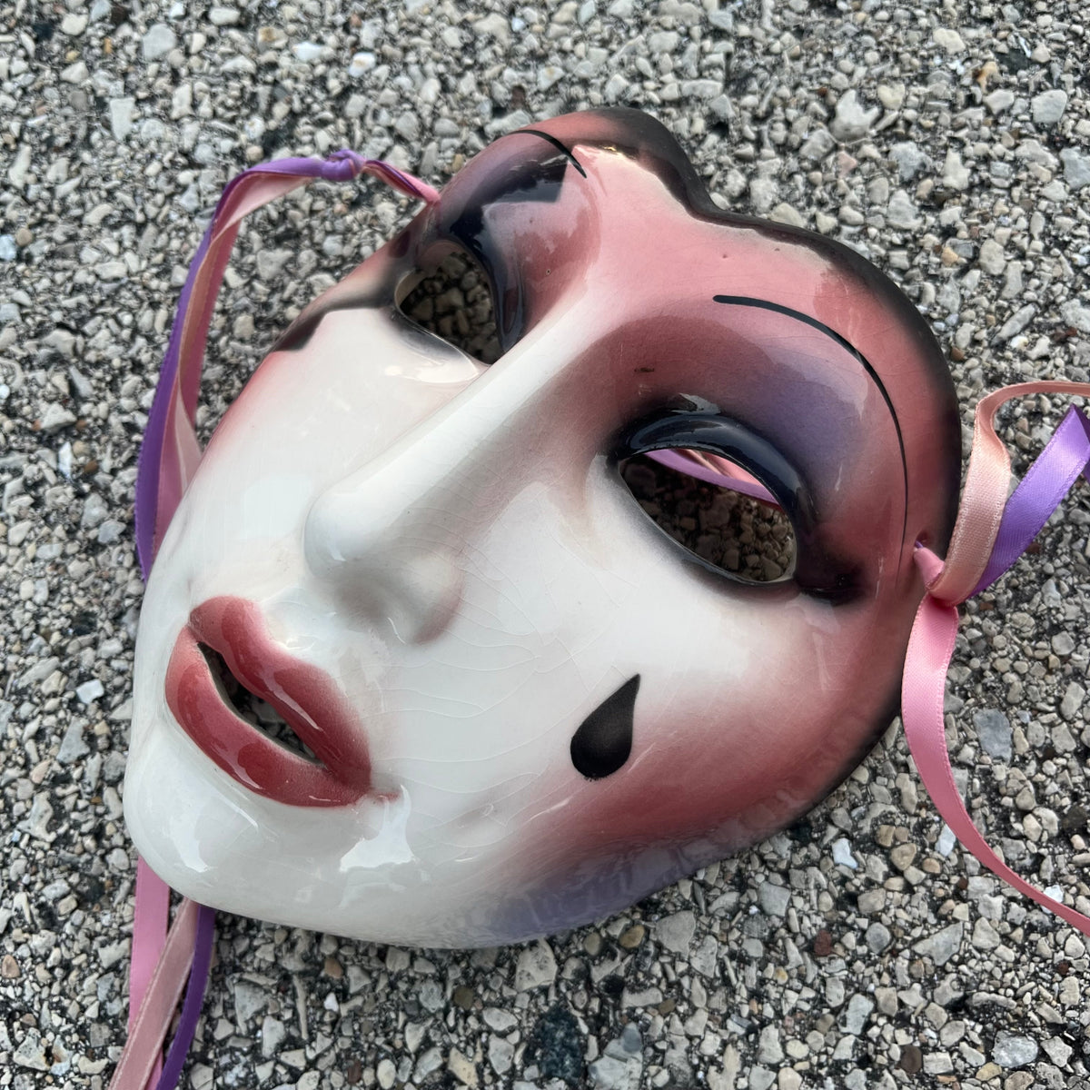 1980s Ceramic clay art mask.