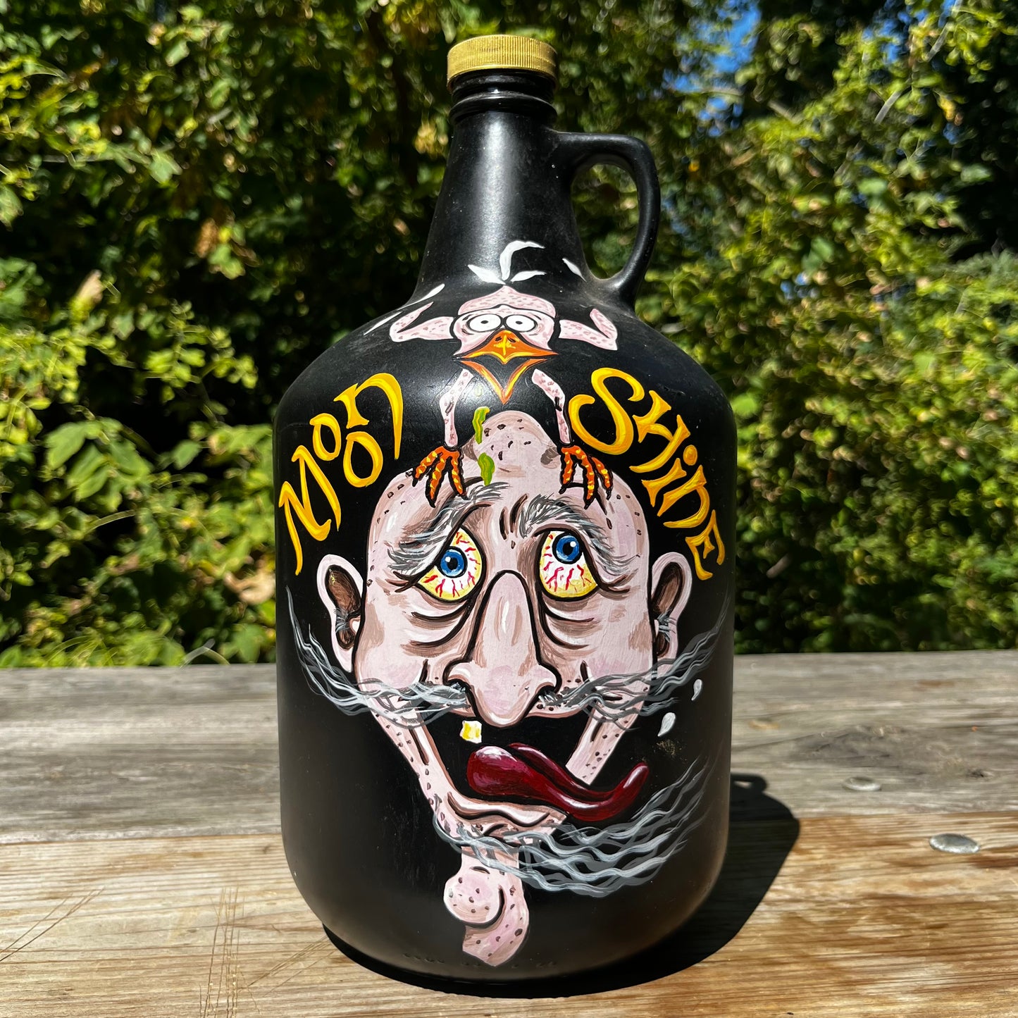 90s Hand painted Moonshine jug.