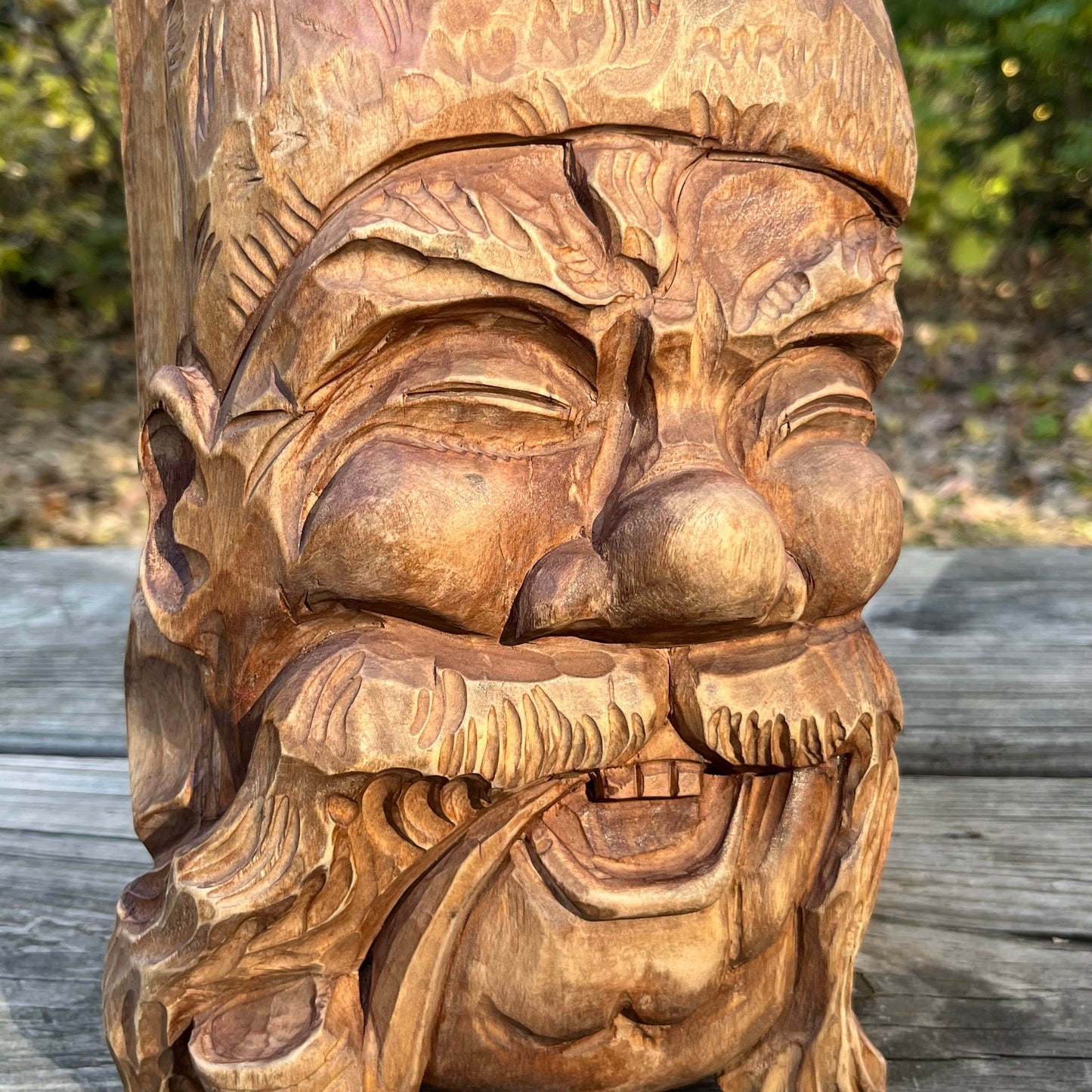 Vintage Pipe smoker wood carving.