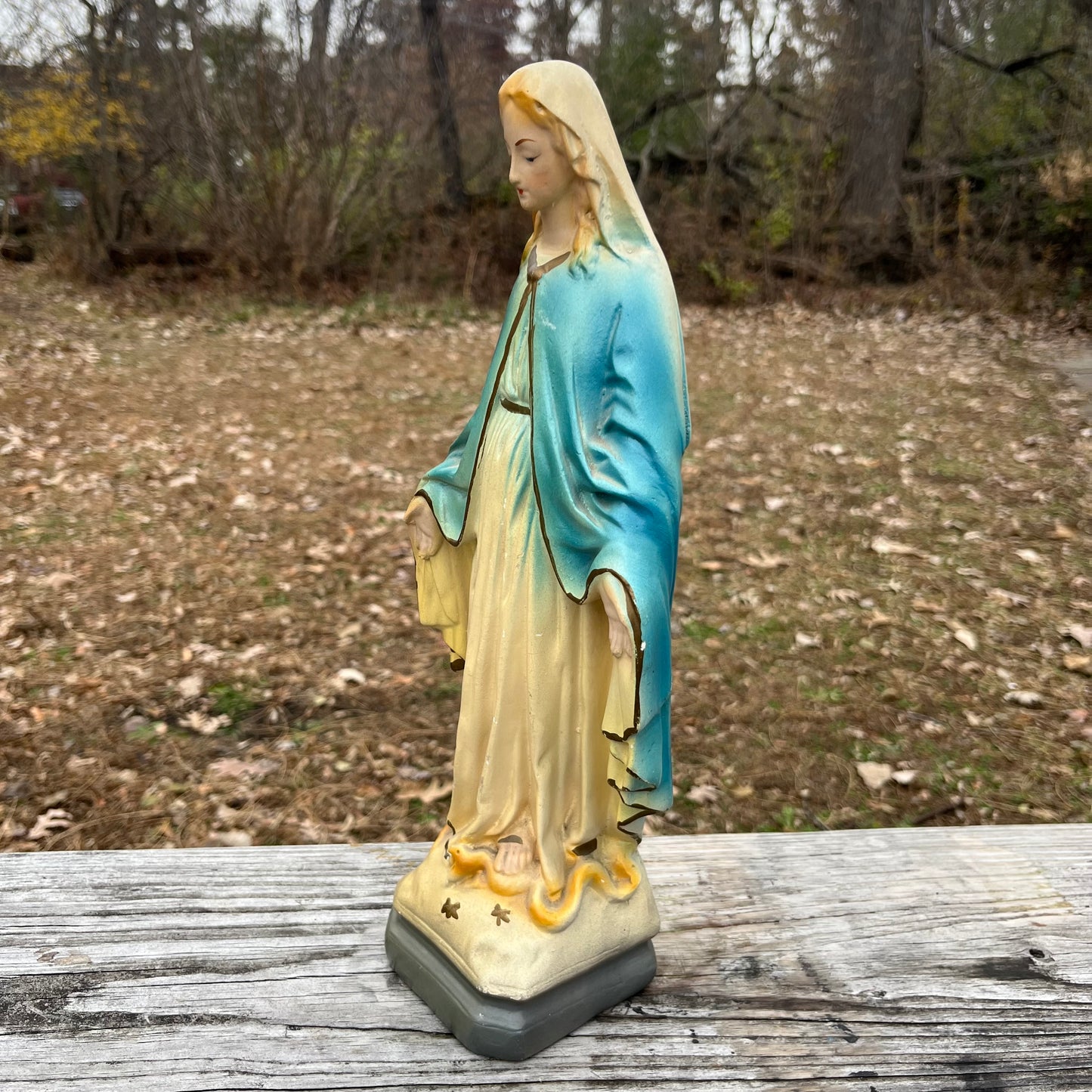 1950s Chalkware Mother Mary statue.