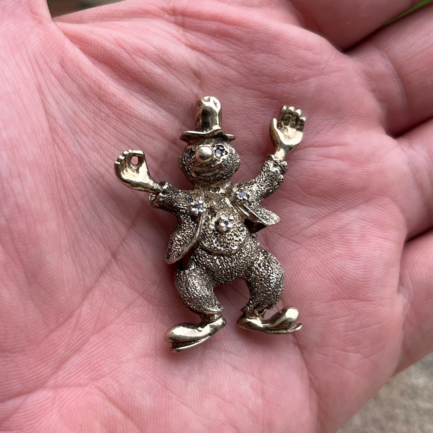 Vintage Sterling silver clown brooch.