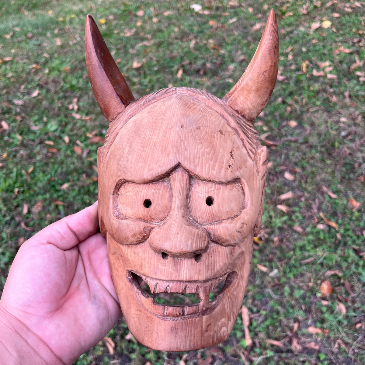 Vintage hand craved Hannya noh mask.