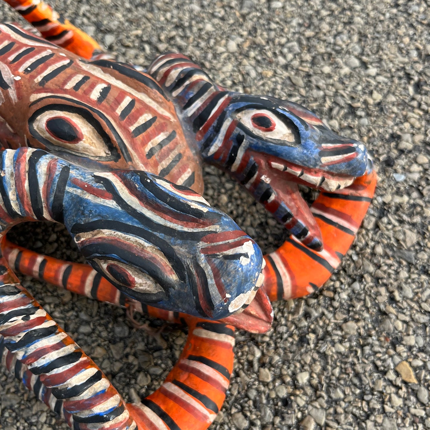 1970s Wooden serpent devil mask from Jaleaca de Catalan.