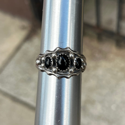 Vintage Sterling silver Onyx ring. Size 14.5.